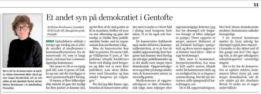 demokrati mandater repræsentation opgaveudvalg Gentofte Kommune